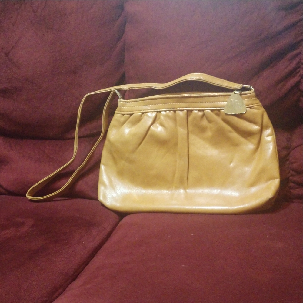 Orange tan beige JR long strap purse pocket zipper